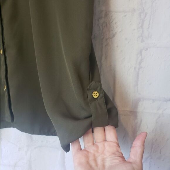 MILEAGE Army Green Sleeveless Utility Lightweight Blouse XL - Picture 2 of 7